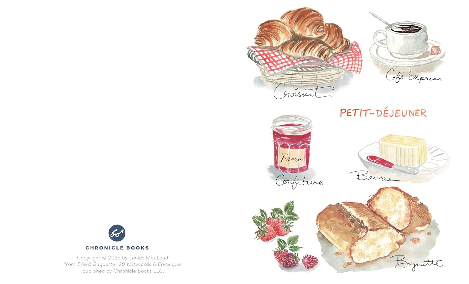 Brie & Baguette Notes - 20 Notecards & Envelopes