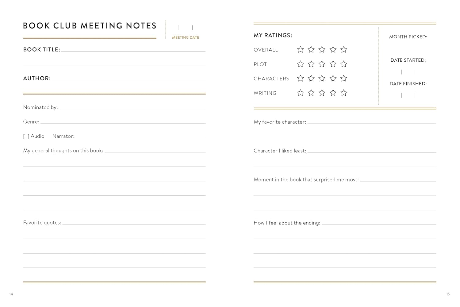 Bibliophile Book Club Journal