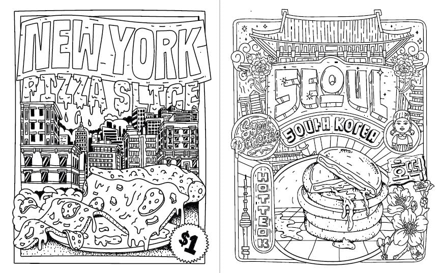 Street Food Coloring Book