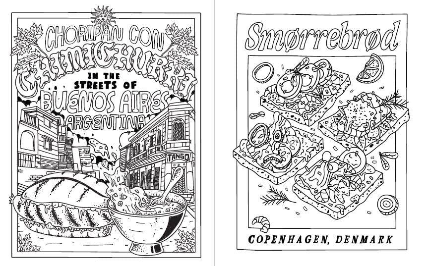 Street Food Coloring Book
