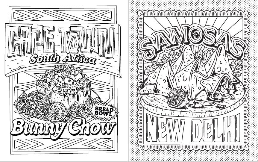 Street Food Coloring Book