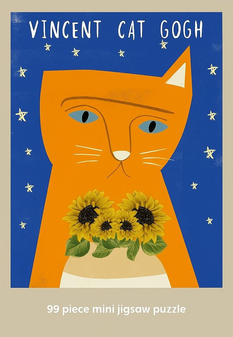 Vincent Cat Gogh - 99 Piece Mini Jigsaw Puzzle