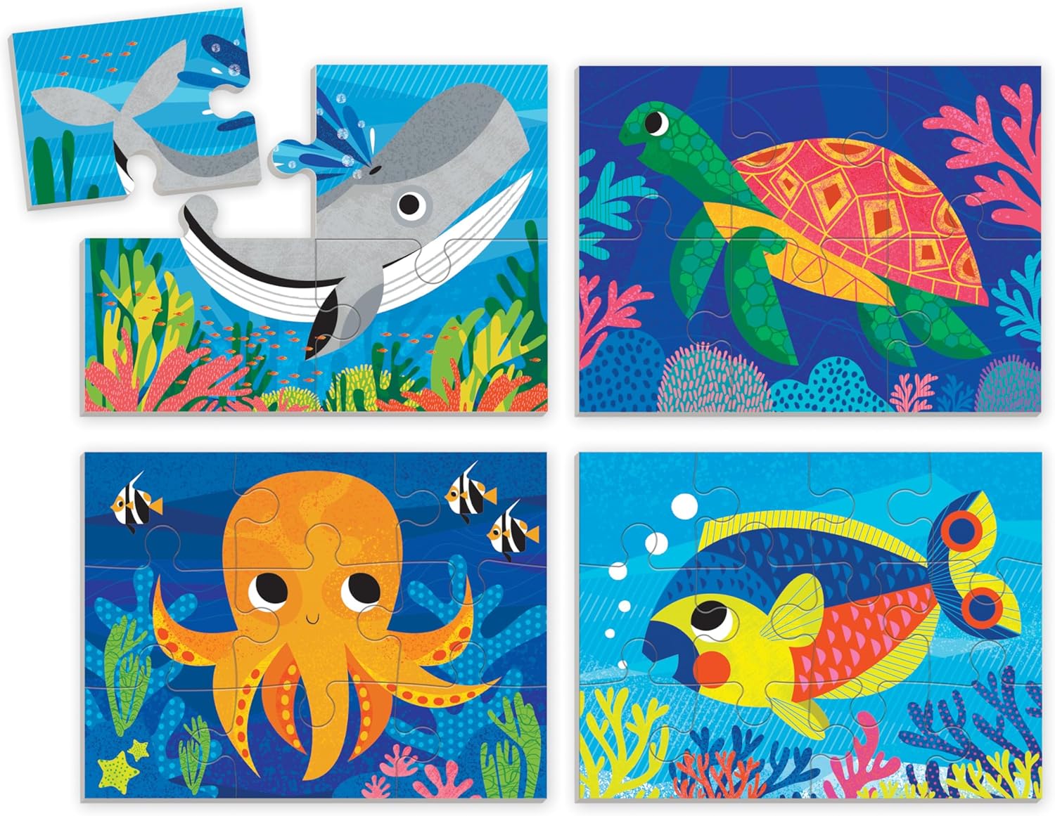 Ocean Friends 4-in-a-Box Puzzle Set