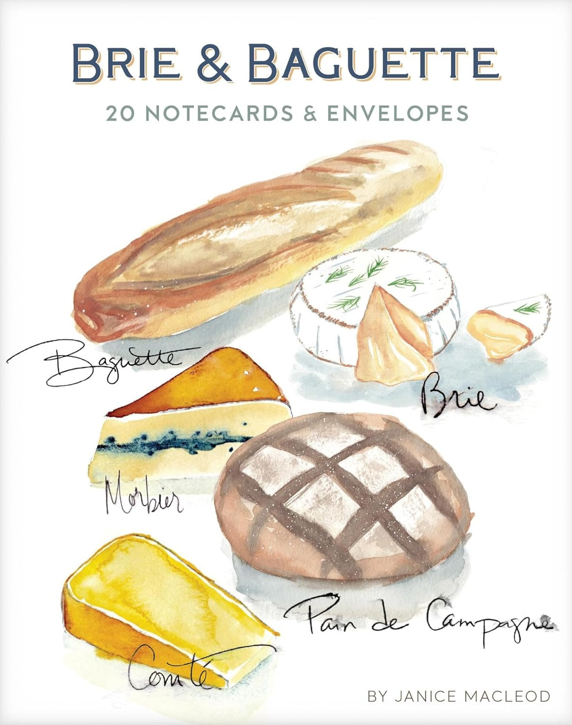 Brie & Baguette Notes - 20 Notecards & Envelopes