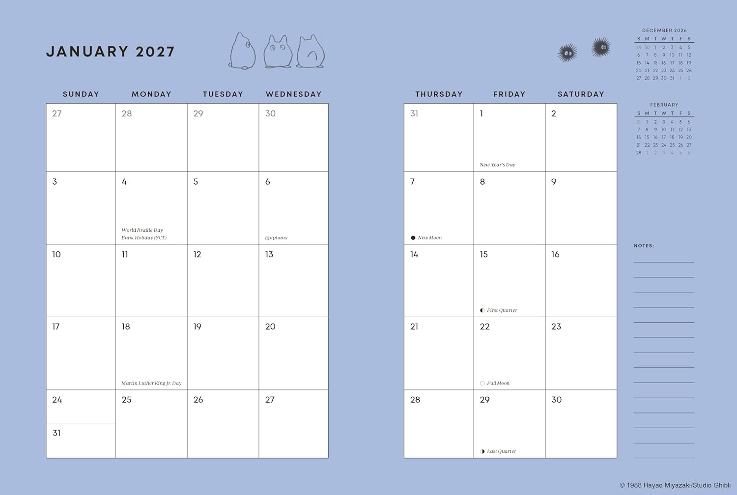 My Neighbor Totoro 2027 12-Month Weekly Planner - Studio Ghibli