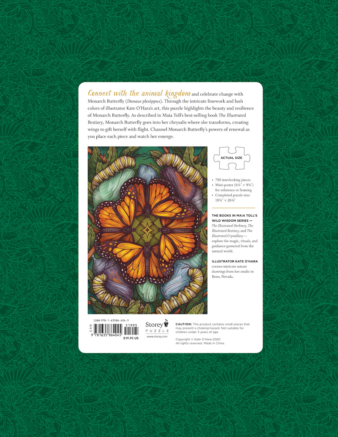 The Illustrated Bestiary Puzzle: Monarch Butterfly - 750 Pieces