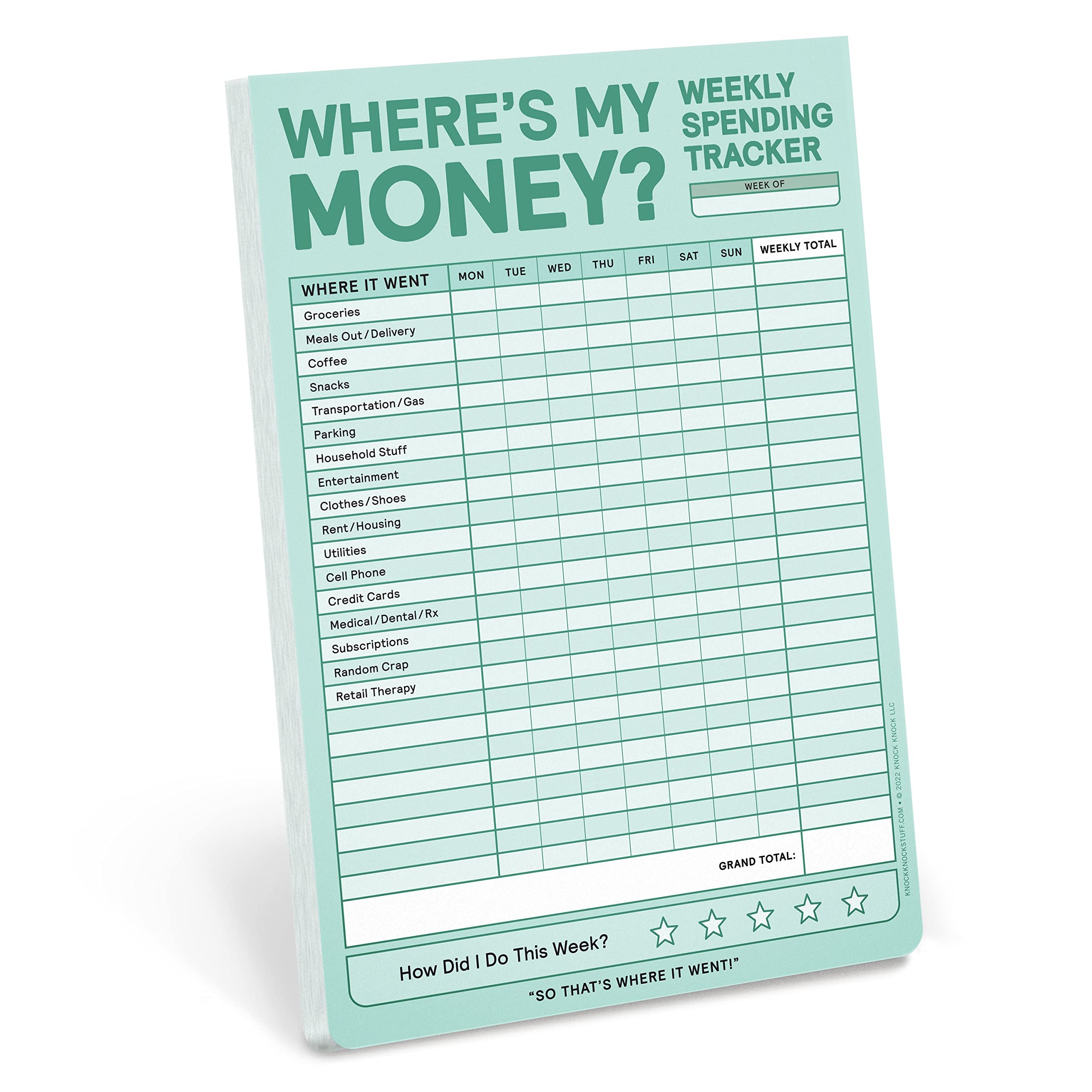 Where's My Money Weekly Budget Tracker Pad