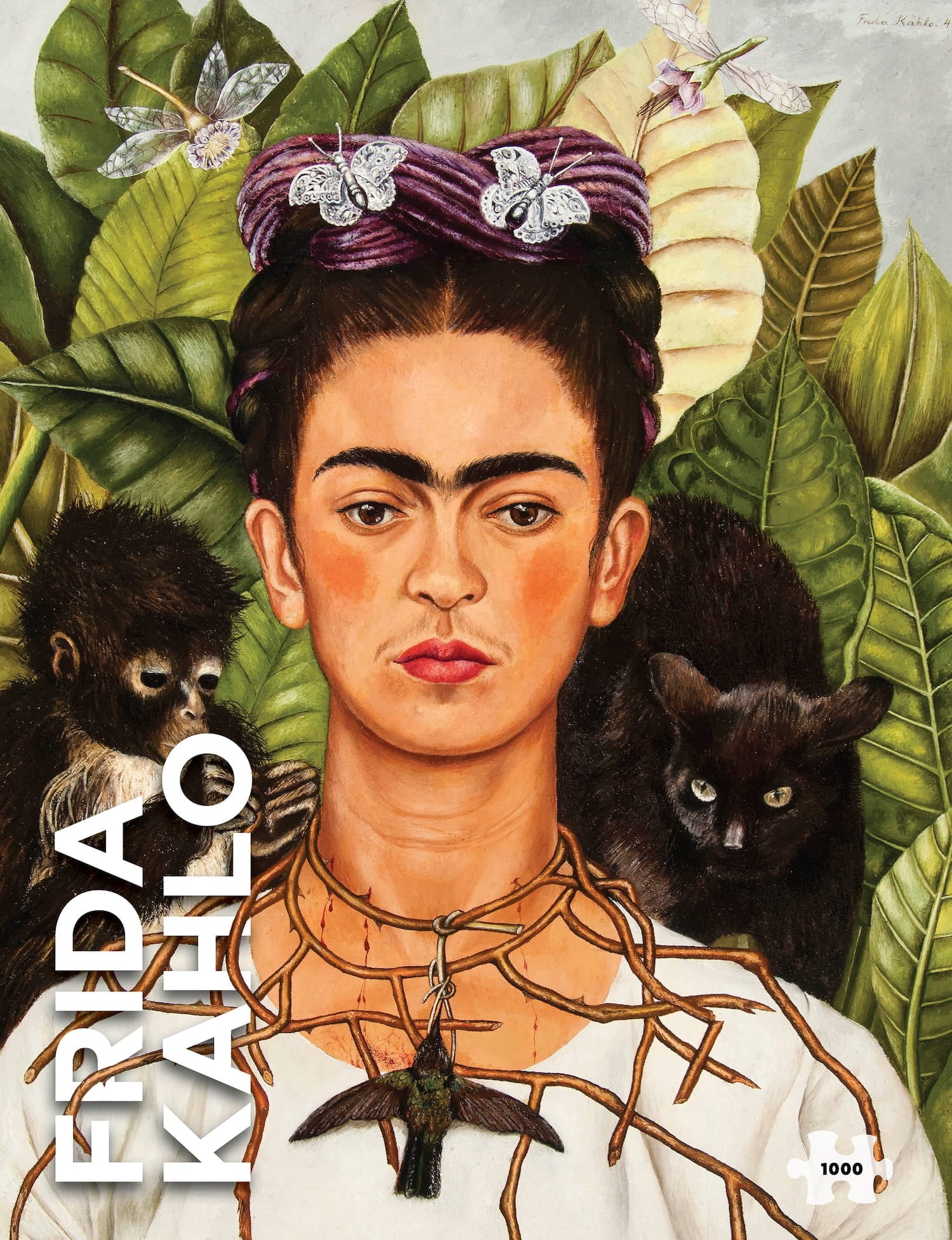 Frida Kahlo: Self-Portrait with Thorn Necklace and Hummingbird 1000 Piece Puzzle