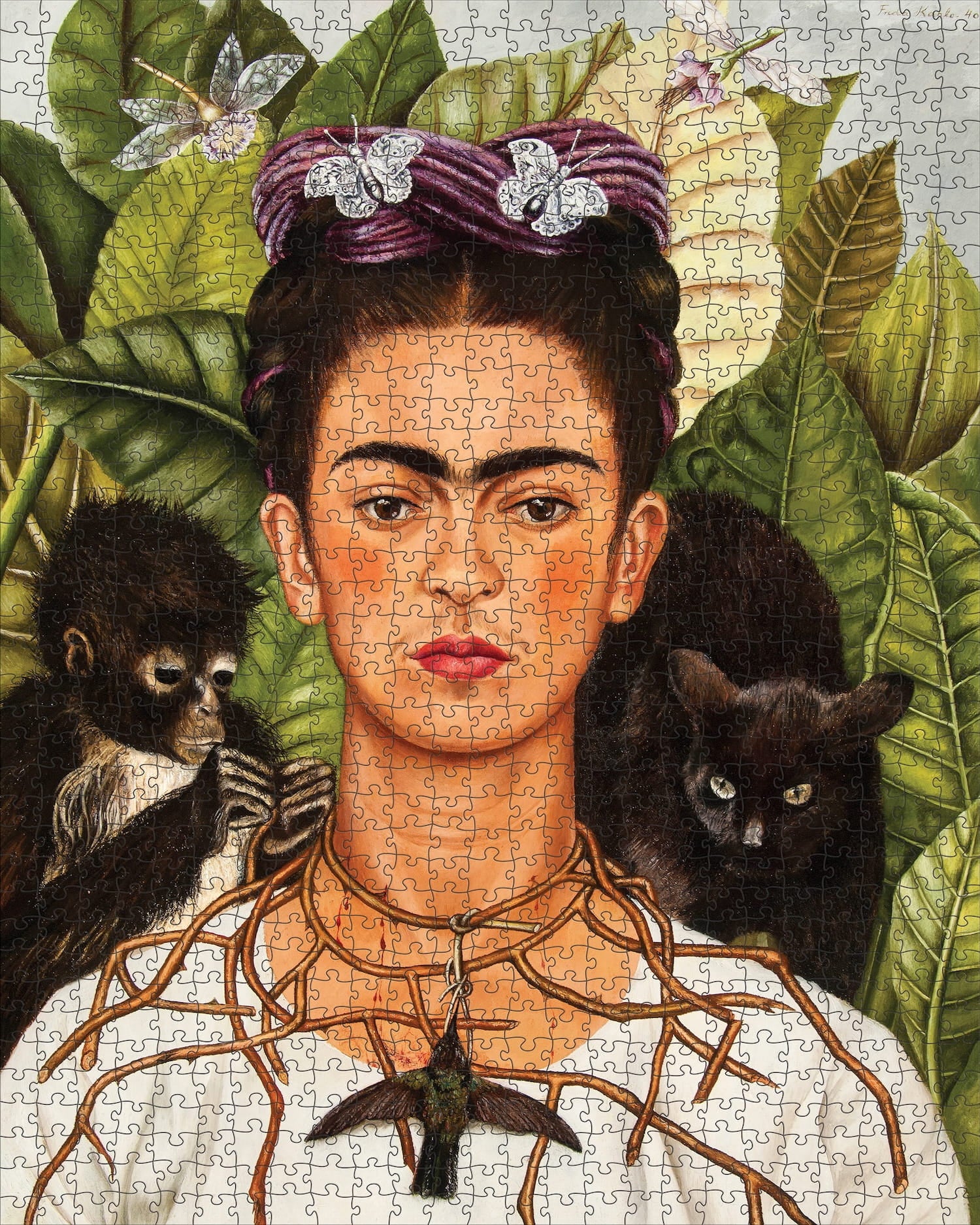 Frida Kahlo: Self-Portrait with Thorn Necklace and Hummingbird 1000 Piece Puzzle
