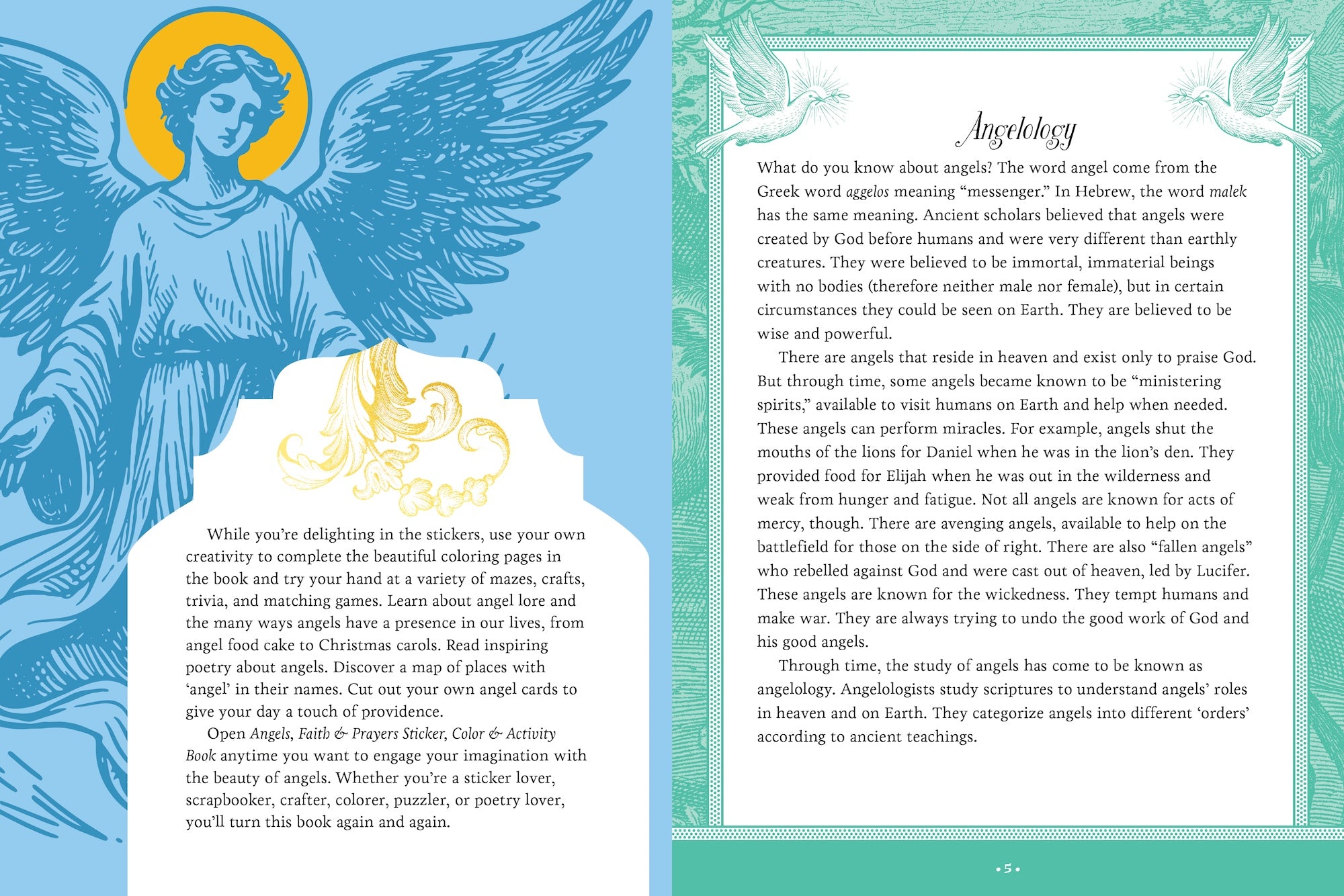 Angels, Faith & Prayers Sticker, Color & Activity Book