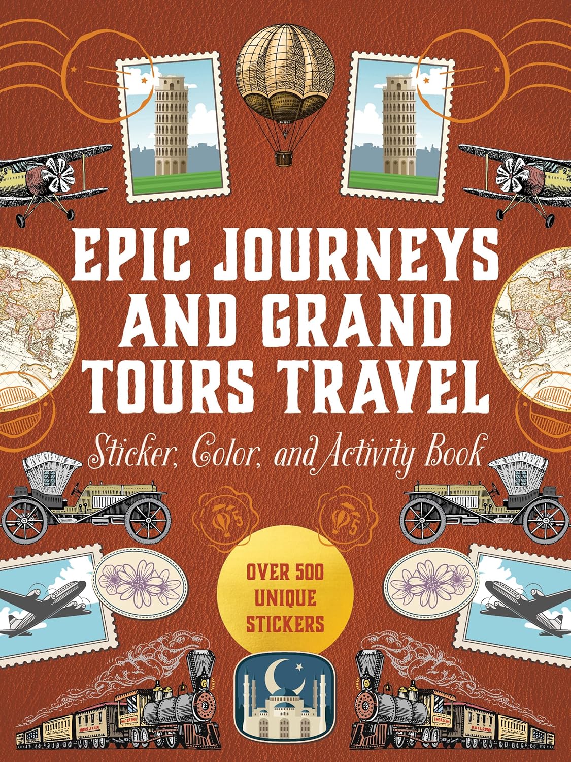 Epic Journeys and Grand Tours Travel Sticker. Color & Activity Book
