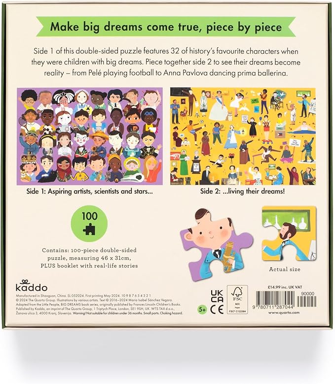 Little People, Big Dreams Puzzle - 100-Piece Double-Sided Puzzle