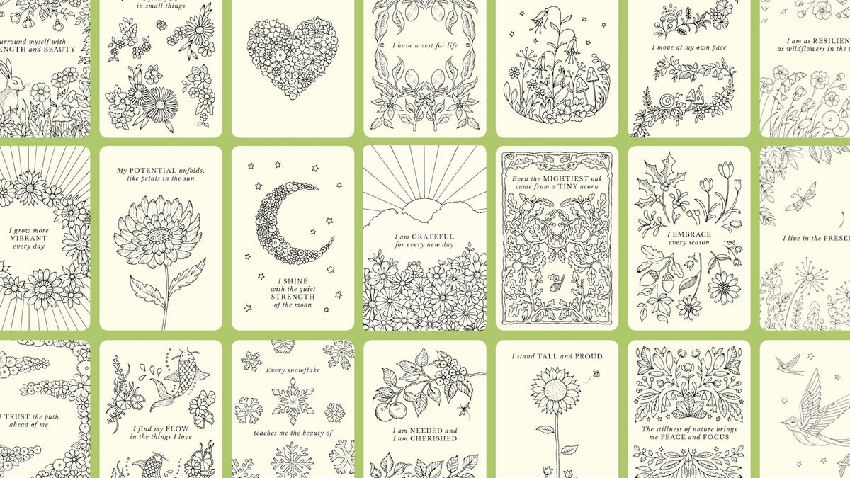 Johanna Basford's Notes from Nature - 30 Affirmations Cards to Colour